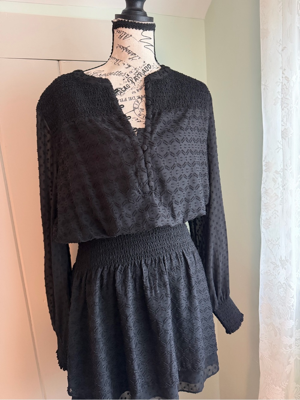 White House Black Market Elegant Black Long Sleeve Dress